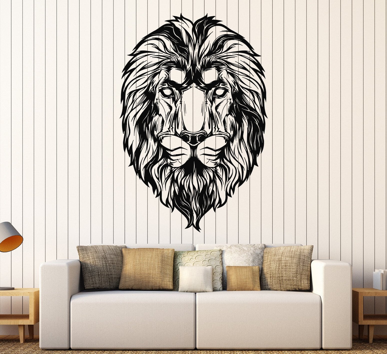 Vinyl Wall Decal Lion Head Tribal Art Predator Animal Stickers Unique ...