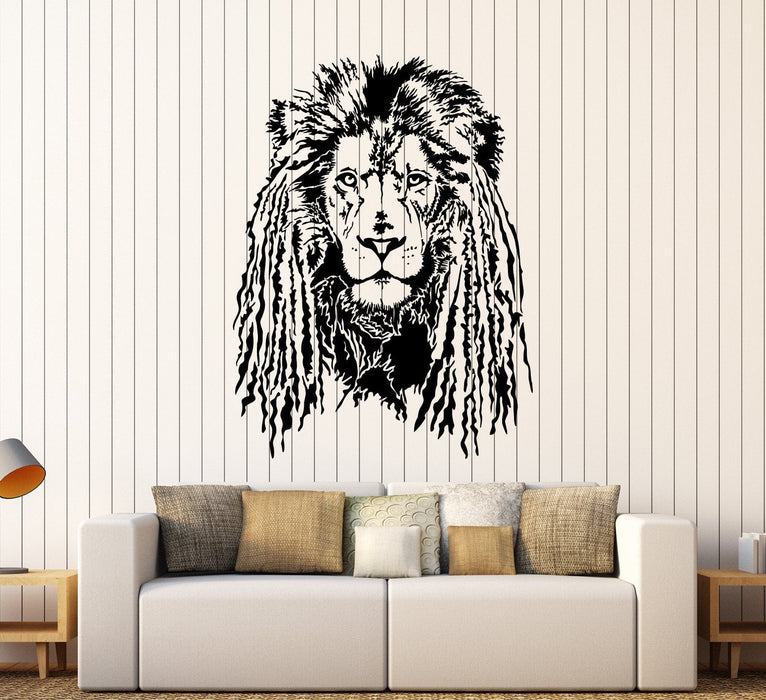 Vinyl Wall Decal Lion Head with Dreadlocks Tribal Art Stickers Unique Gift (ig3730)