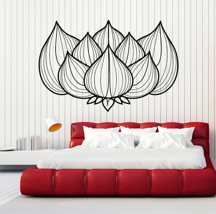 Vinyl Wall Decal Lotus Flower Hinduism Yoga Studio Hindu Stickers Murals Unique Gift (ig4696)