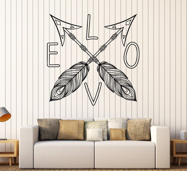 Autocollant mural en vinyle Love Arrows Autocollants de décoration de chambre romantique Cadeau unique (ig4429)