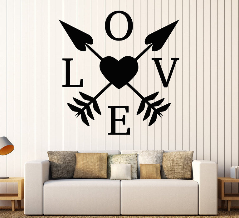 Vinyl Wall Decal Love Heart Arrows Romantic Room Decoration Unique Gift (ig4371)