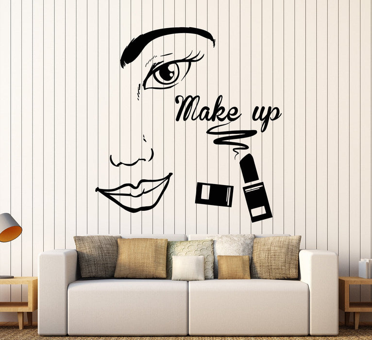 Vinyl Wall Decal Make Up Beauty Salon Face Woman Girl Room Stickers Unique Gift (ig4057)