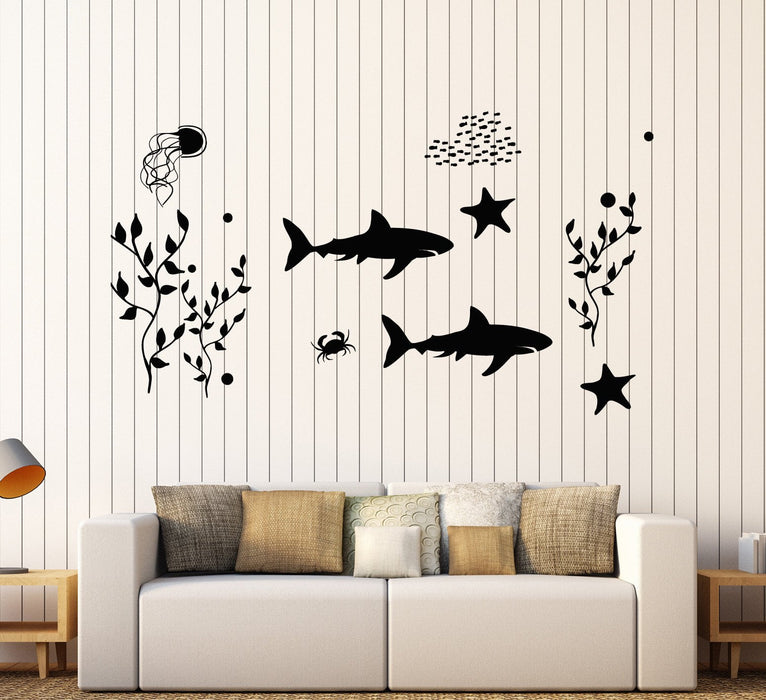 Autocollant mural en vinyle animaux marins requin étoile de mer océan autocollants cadeau unique (ig4448)