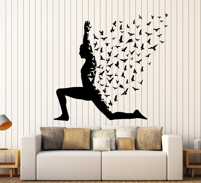 Vinyl Wall Decal Yoga Birds Meditation Healthy Lifestyle Stickers Unique Gift (ig3850)