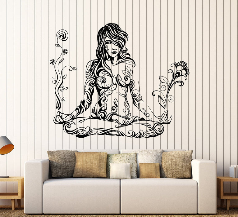 Vinyl Wall Decal Meditation Woman Girl Pattern Yoga Stickers Unique Gift (ig4095)