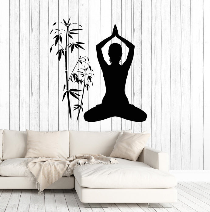 Vinyl Wall Decal Meditation Woman Yoga Studio Buddhism Stickers Mural Unique Gift (ig4675)