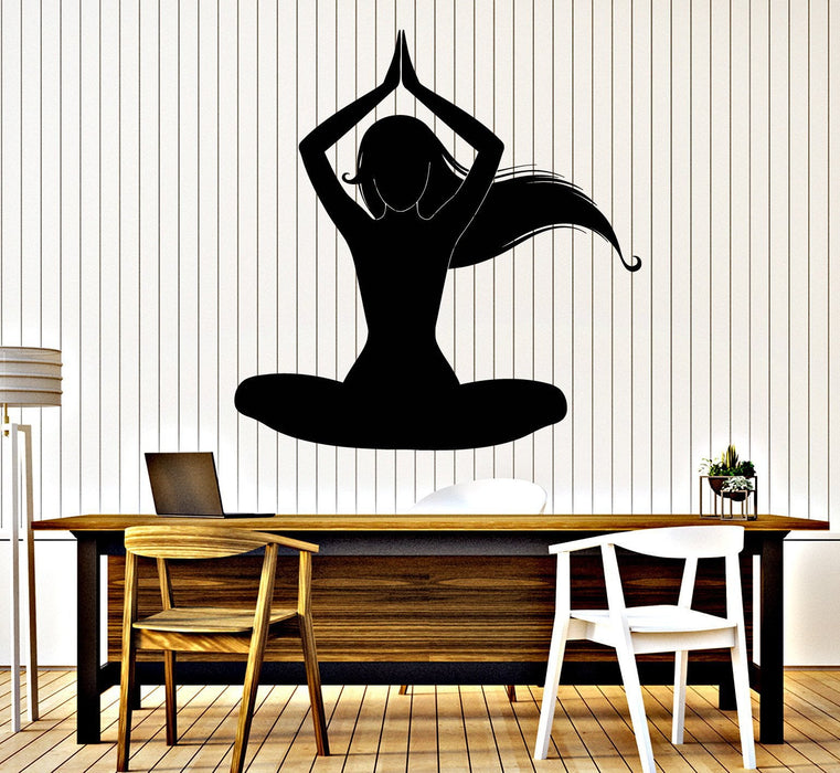 Vinyl Wall Decal Silhouette Meditation Woman Yoga Room Stickers Unique Gift (ig4115)
