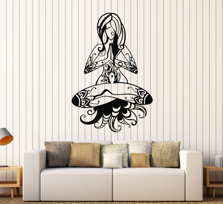 Vinyl Wall Decal Meditation Woman Yoga Buddhism Stickers Mural Unique Gift (ig4604)