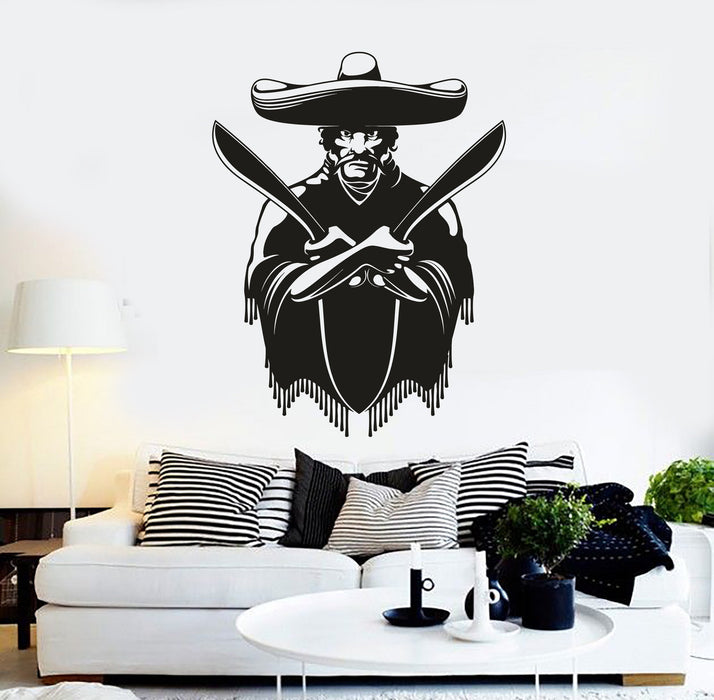 Vinyl Wall Decal Mexican Bandit Machete Sombrero Mexico Stickers Unique Gift (ig4484)