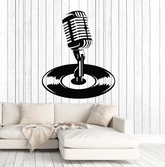 Wall Decal Microphone Vinyl Record Karaoke Music Musical Stickers Unique Gift (ig4824)