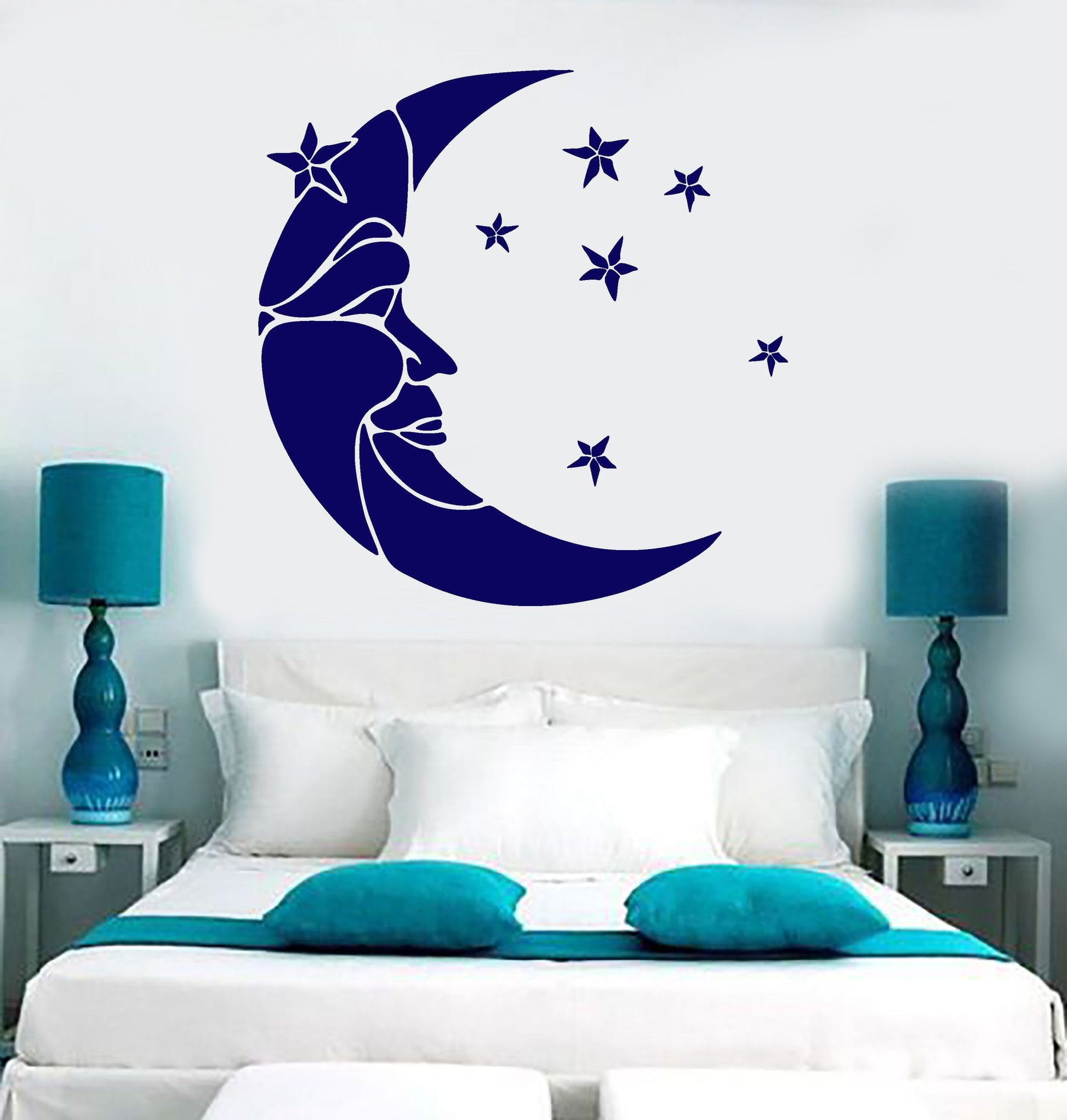 Vinyl Wall Decal Moon and Stars Crescent Dream Bedroom Stickers Unique ...