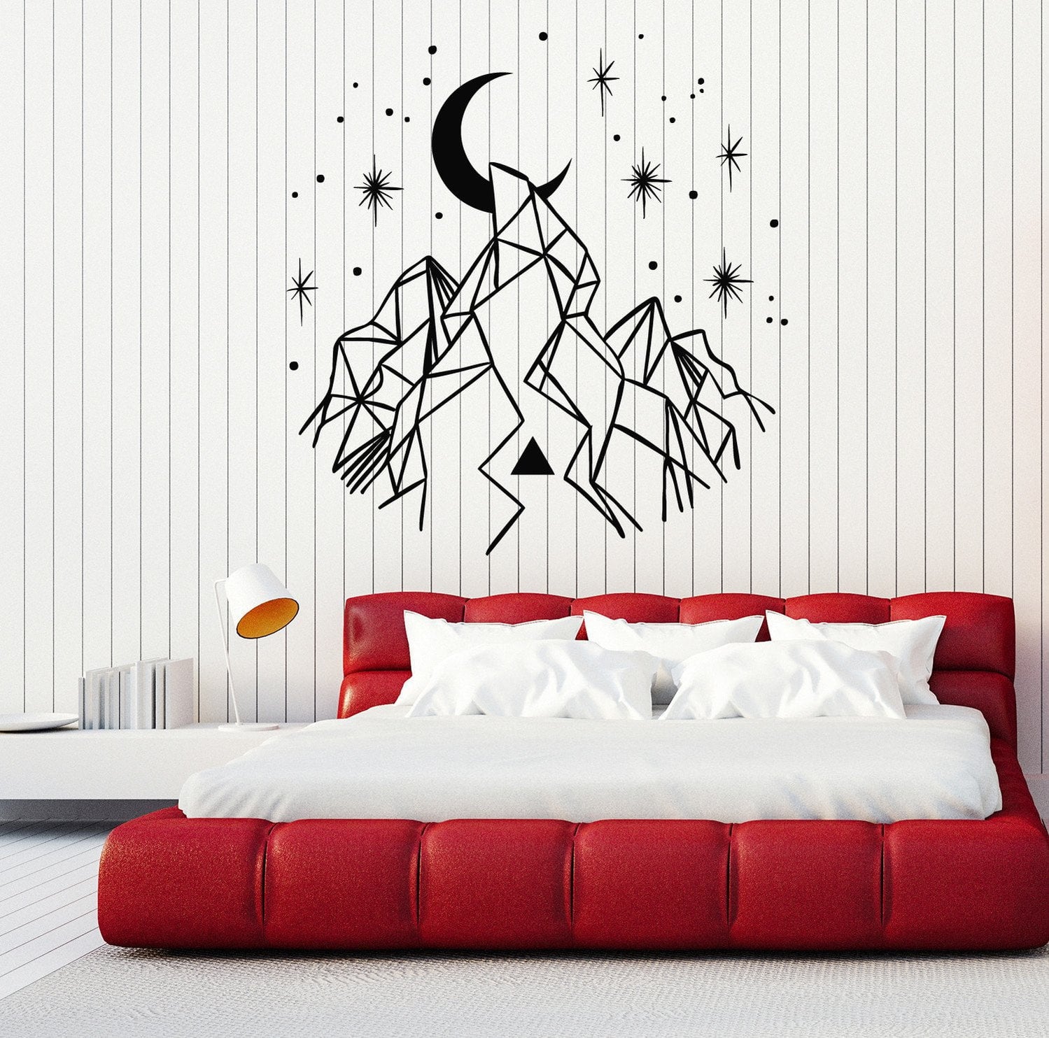 Vinyl Wall Decal Mountains Crescent Stars Home Decoration Art Stickers ...