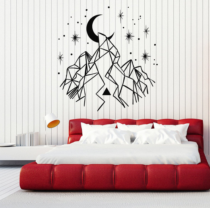 Vinyl Wall Decal Mountains Crescent Stars Home Decoration Art Stickers Unique Gift (ig4681)