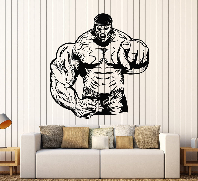 Vinyl Wall Decal Muscled Man Gym Fitness Motivation Stickers Unique Gift (ig3950)