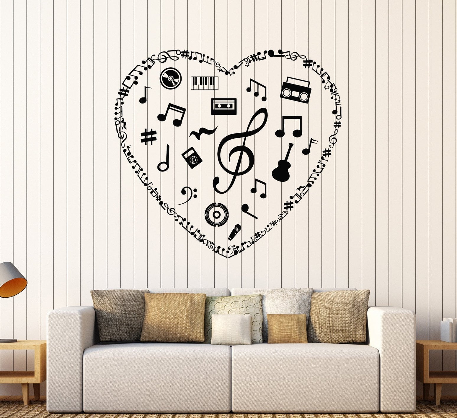 Vinyl Wall Decal Musical Heart Music Art Love Room Stickers Mural Uniq ...