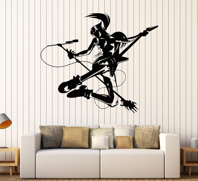 Vinyl Wall Decal Musician Girl Rock Pop Music Teen Room Stickers Unique Gift (ig4462)