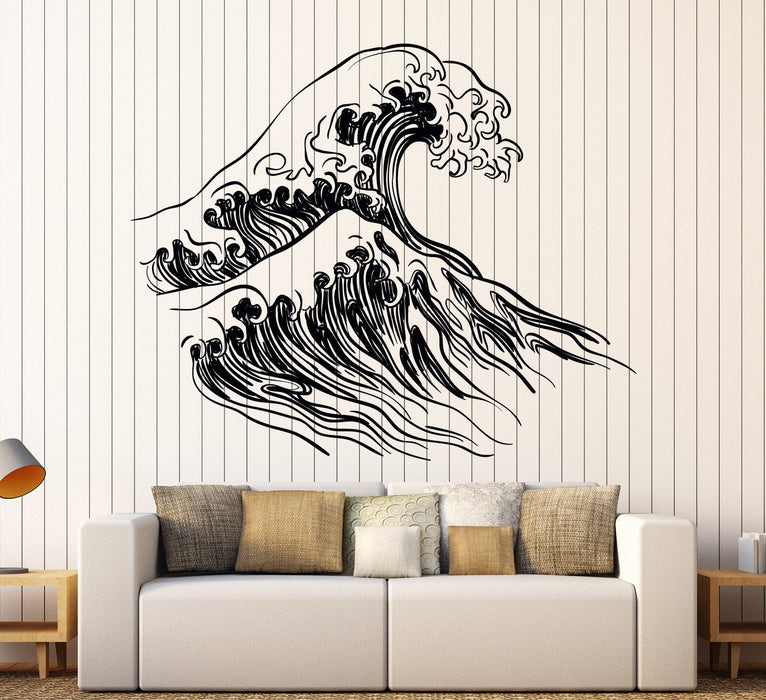 Japanese Sea Waves Vinyl Wall Decal Marine Bathroom Décor Stickers Unique Gift (105ig)