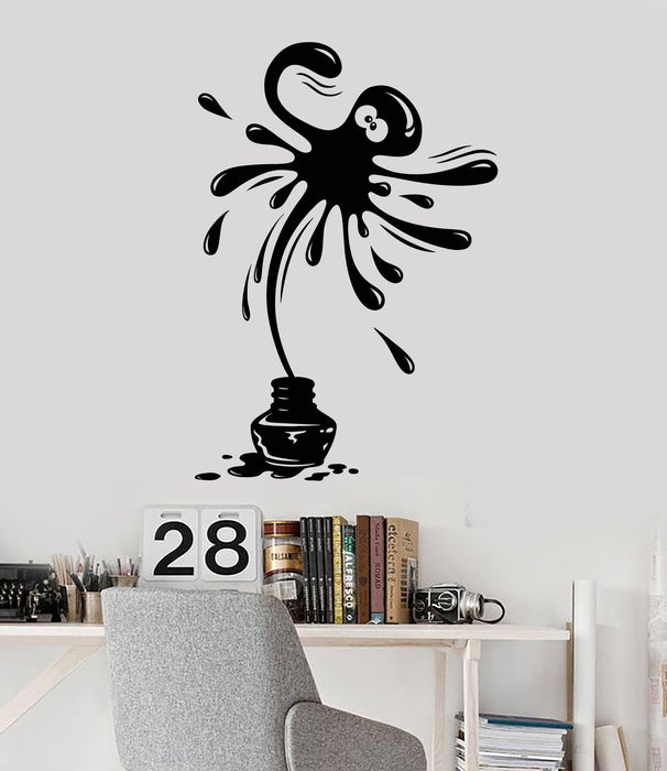 Vinyl Wall Decal Positive Octopus Ink Marine Animal Nursery Stickers Unique Gift (ig4491)