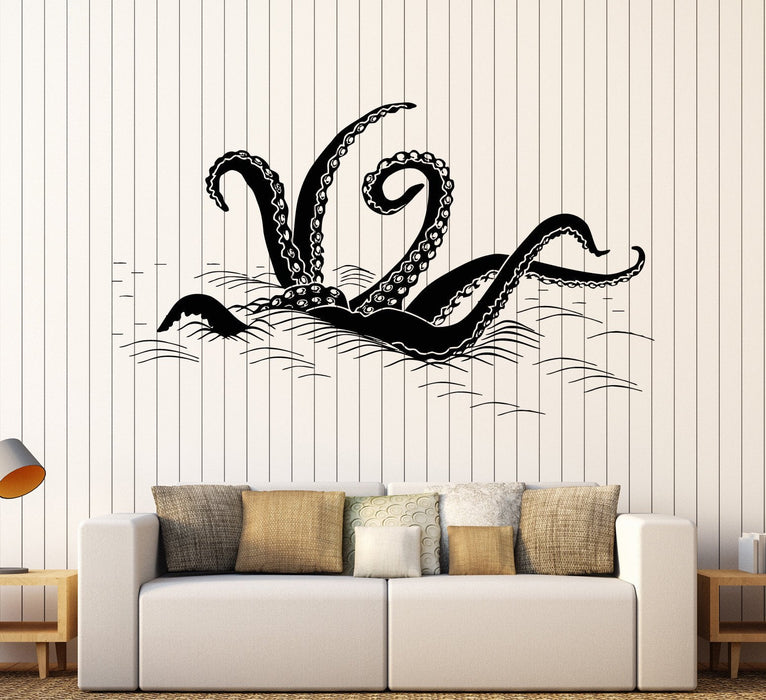 Vinyl Wall Decal Octopus Tentacles Wave Ocean Monster Stickers Unique Gift (ig4026)