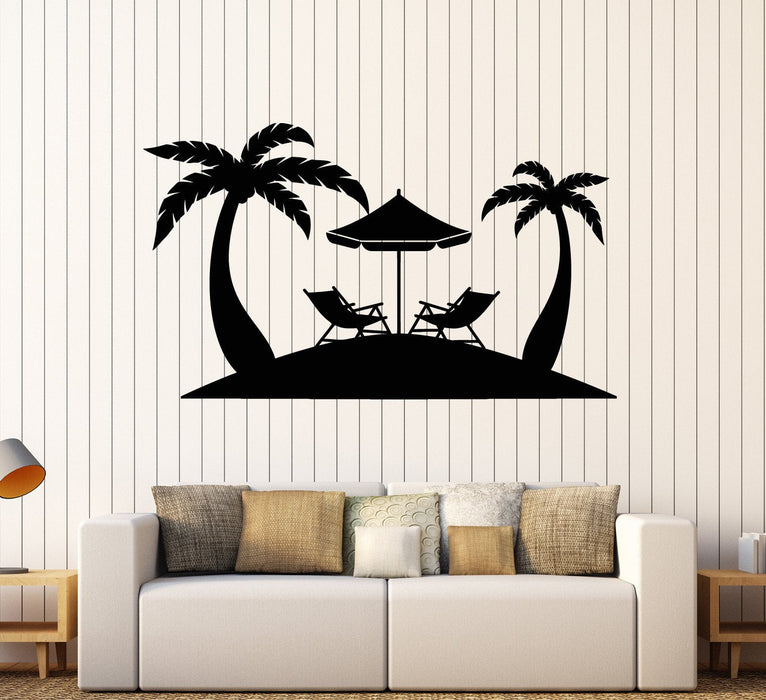 Виниловые наклейки на стену пальмы пляж отдых тропическое дерево наклейки фреска уникальный подарок (ig4468)