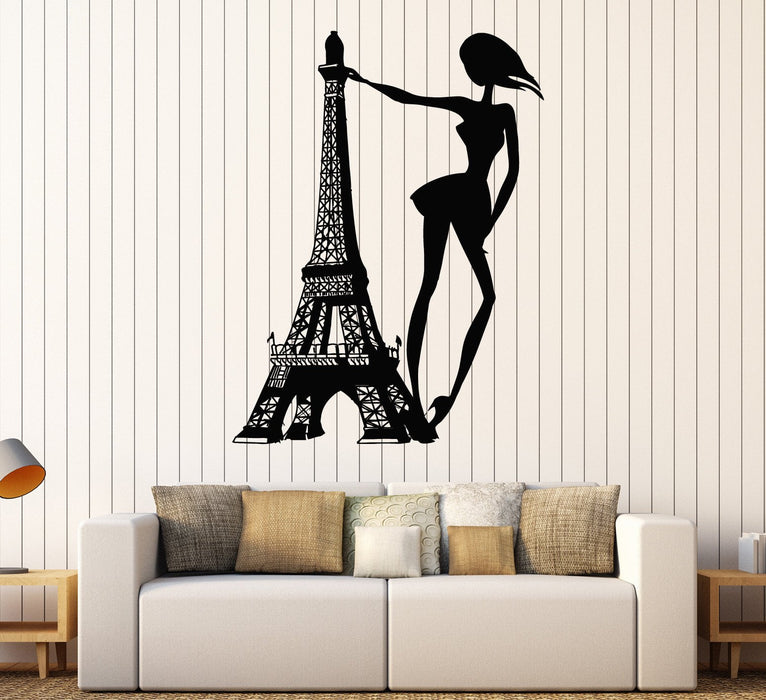Vinyl Wall Decal Paris Woman Eiffel Tower Fashion Girl Room Stickers Unique Gift (ig4363)