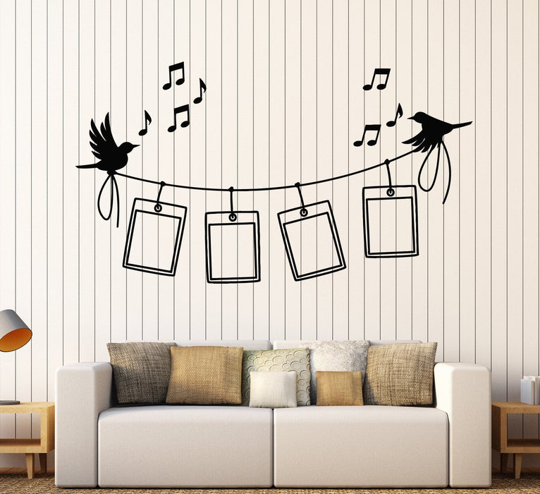 Vinyl Wall Decal Photo Frames Birds Music Home Decor Stickers Unique Gift (ig4452)
