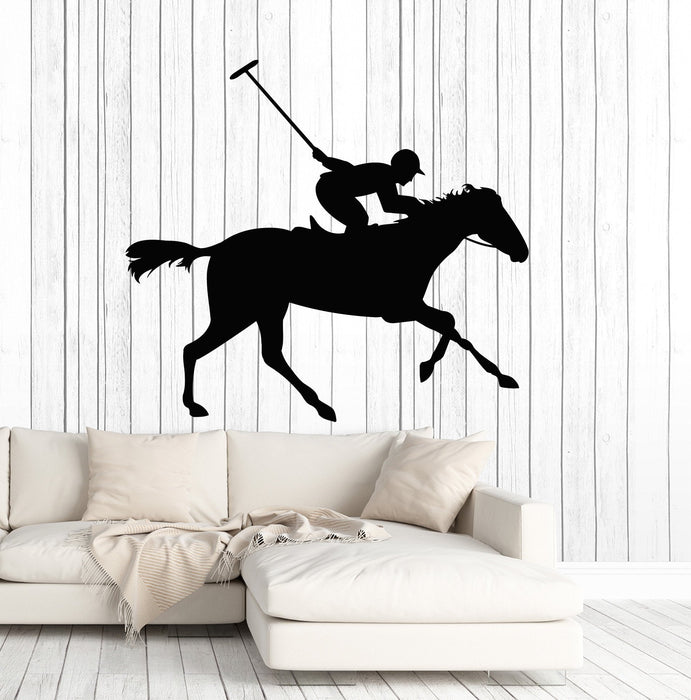Autocollant mural en vinyle pour joueur de polo, sport, équitation, cheval, cadeau unique (ig4859)