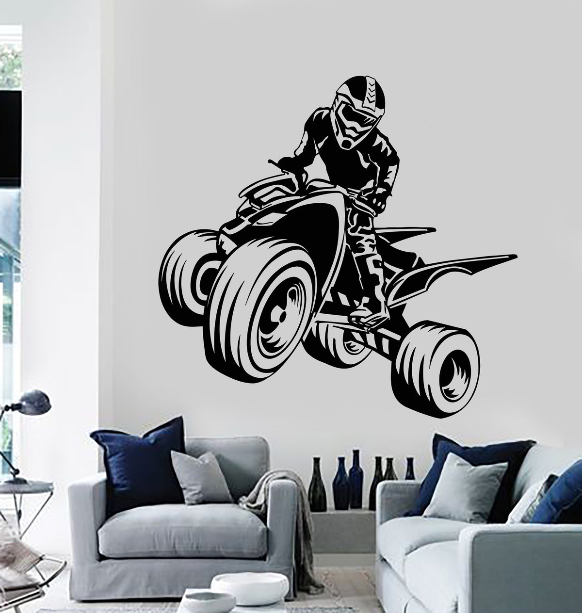 Vinyl Wall Decal Quad Bike ATV Racing Rider Extreme Sports Stickers Un ...