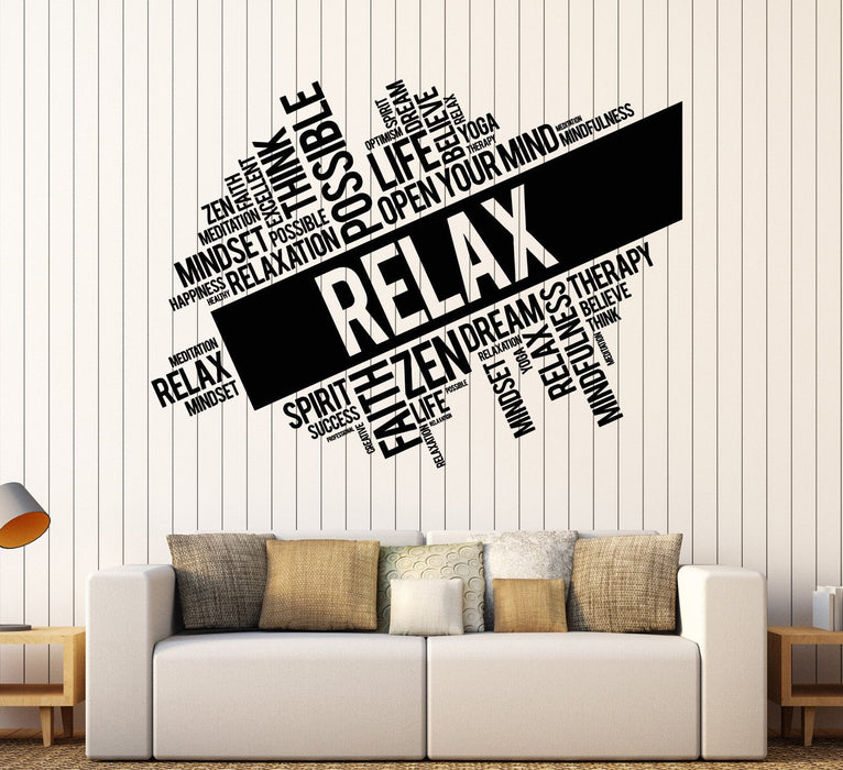 Vinyl Wall Decal Relax Words Cloud Zen Meditation Stickers Unique Gift (ig4460)