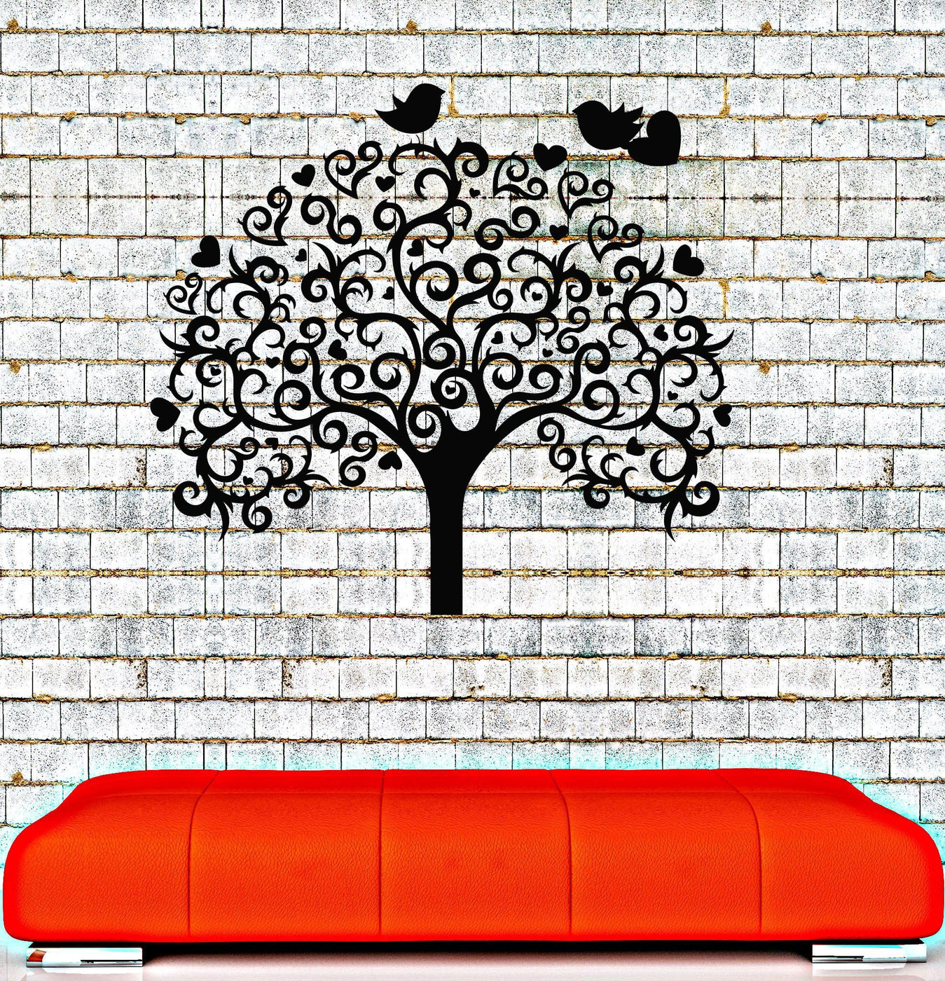 Vinyl Wall Decal Romantic Tree Love Birds Hearts Girl Room Stickers Un ...