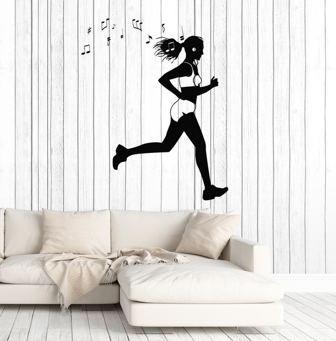Vinyl Wall Decal Running Girl Music Sports Art Runner Run Stickers Unique Gift (ig4756)
