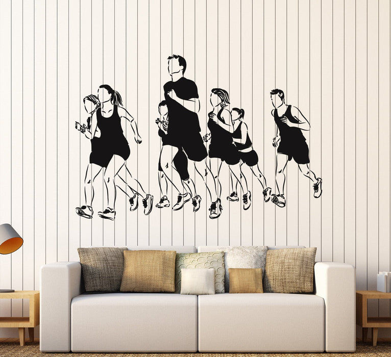 Vinyl Wall Decal Run Running Marathon Runners Health Stickers Unique Gift (ig4598)