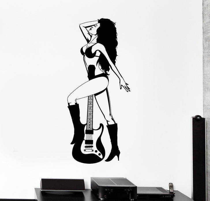 Vinyl Wall Decal Sexy Rock Woman Girl Guitar Music Stickers Mural Unique Gift (ig4514)
