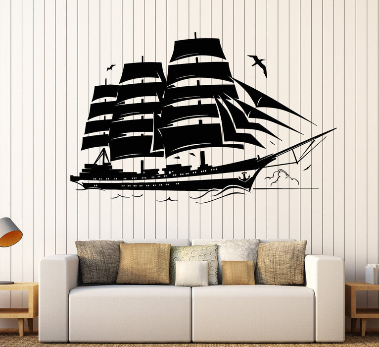Vinyl Wall Decal Yacht Marine Ship Nautical Wave Stickers Unique Gift (ig3933)