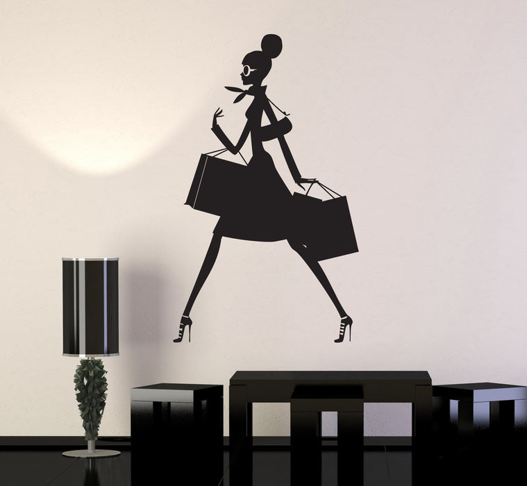Vinyl Wall Decal Shopping Woman Mall Fashion Shop Store Business Stickers Unique Gift (ig4566)