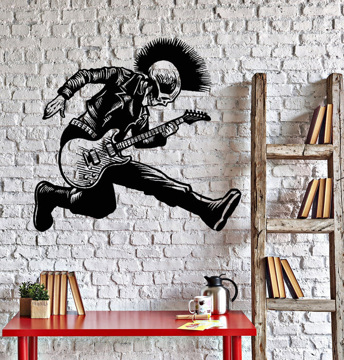 Vinyl Wall Decal Skeleton Punk Rock Musician Music Stickers Unique Gift (ig4239)