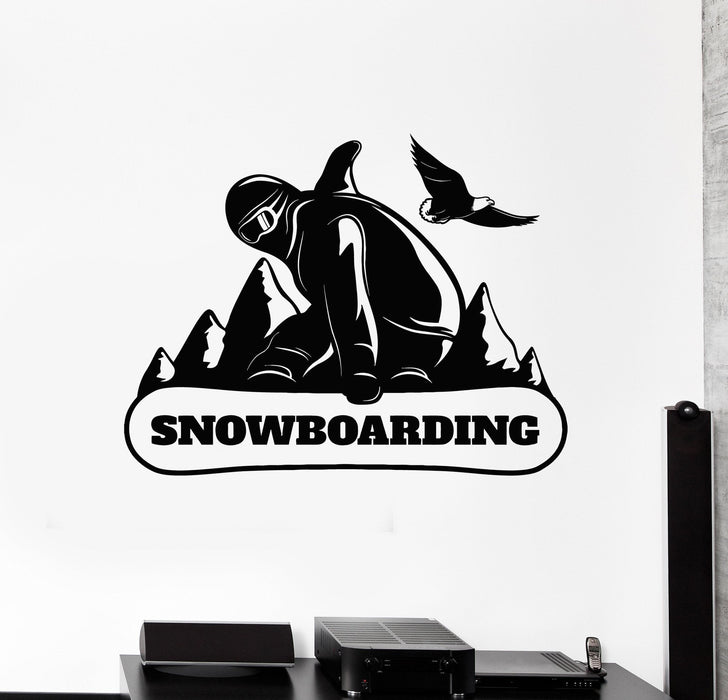 Виниловые наклейки на стену Сноубординг Горы Экстремальные виды спорта Наклейки Уникальный подарок (ig4476)