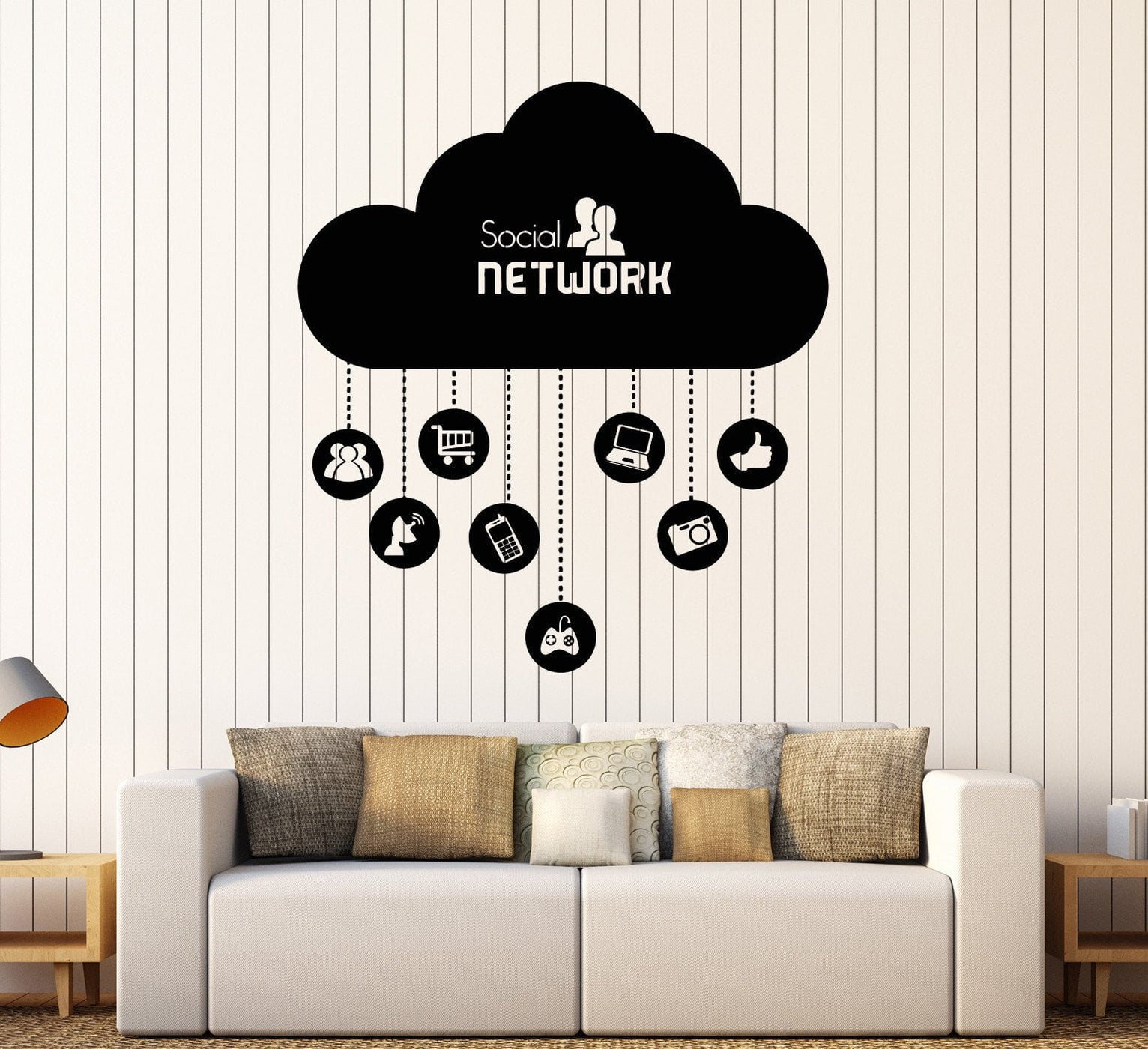 Vinyl Wall Decal Cloud Social Network Computer Technology IT Stickers ...