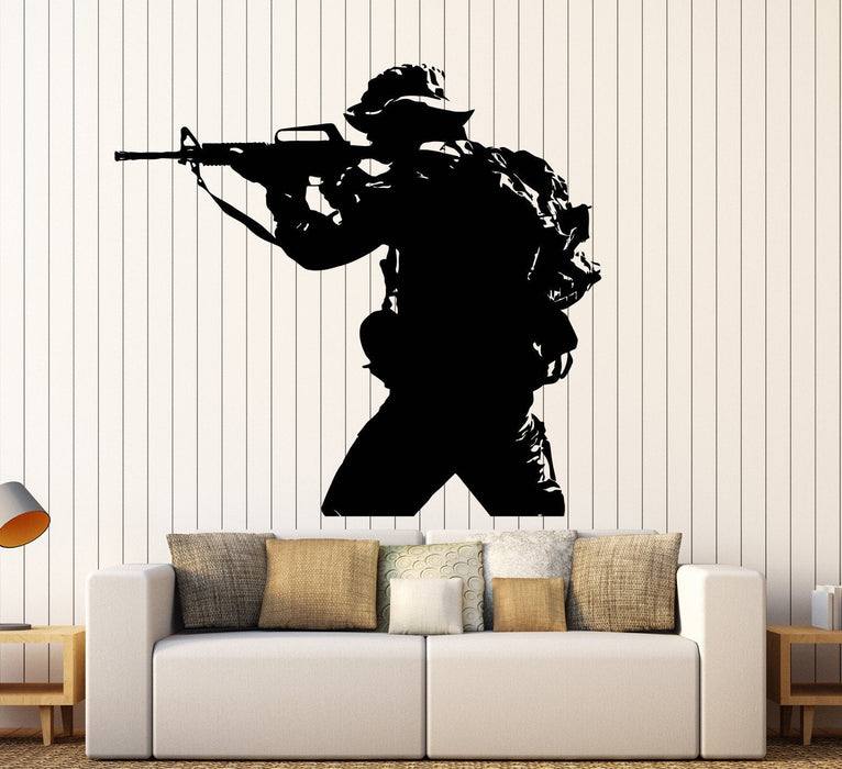 Vinyl Wall Decal Soldier Weapon Military War Stickers Mural Unique Gift (ig4096)