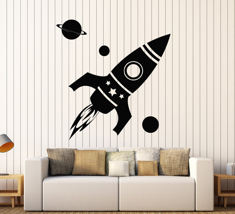 Vinyl Wall Decal Rocket Space Planet Kids Room Stickers Unique Gift (ig4153)