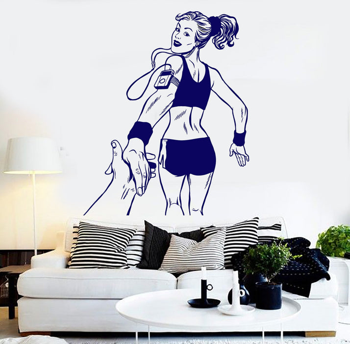 Виниловая наклейка на стену Follow Me Sports Woman Girl Running Stickers Уникальный подарок (ig4531)