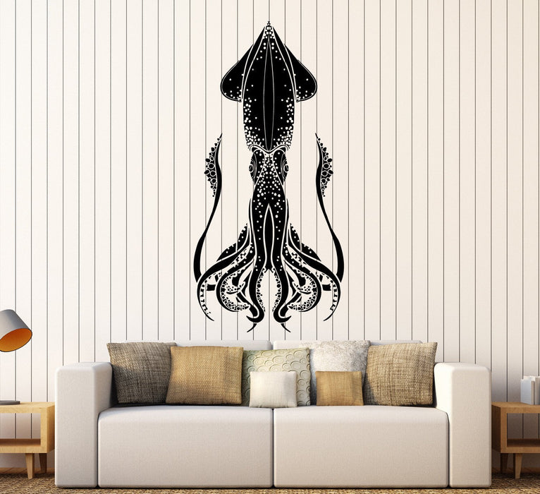 Autocollant mural en vinyle Calmar Poulpe Animal marin Océan Mer Autocollants Cadeau unique (ig4316)