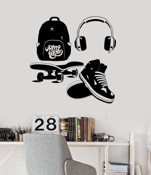 Виниловые наклейки на стену в уличном стиле для подростков, наушники для скейтбординга, наклейки, уникальный подарок (ig4536)