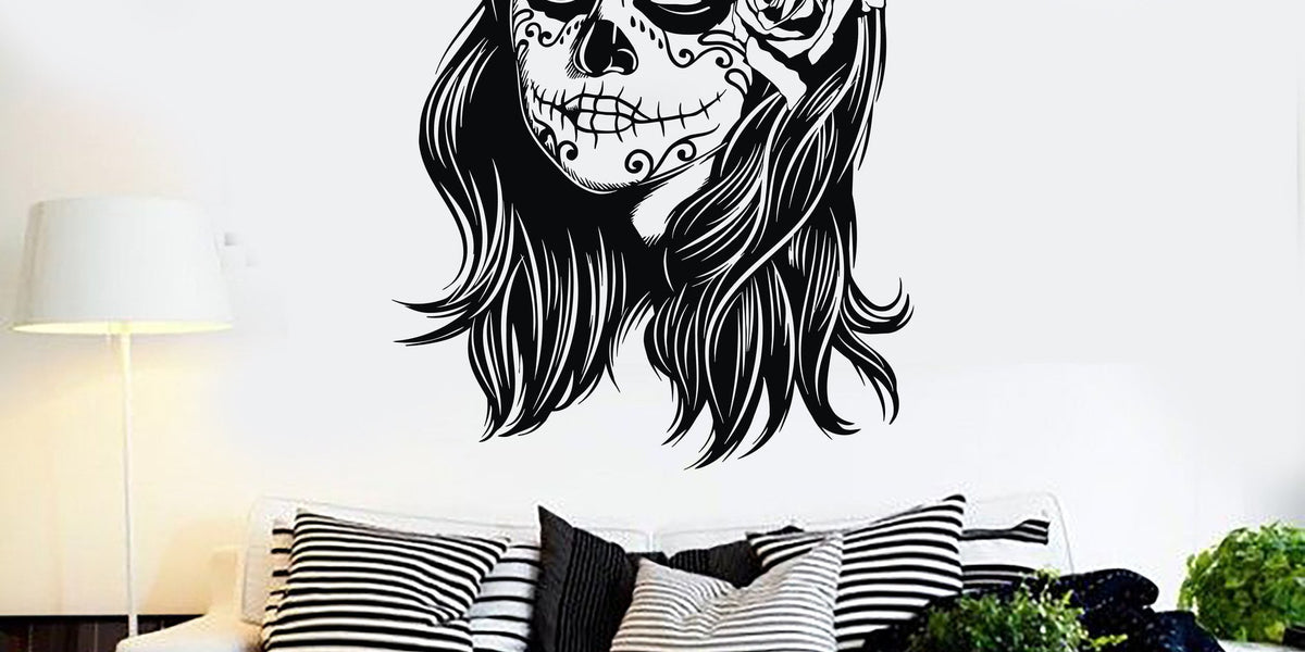 Vinyl Wall Decal Woman Calaveras Makeup Mexico Day Of The Dead Sticker — Wallstickers4you 4197