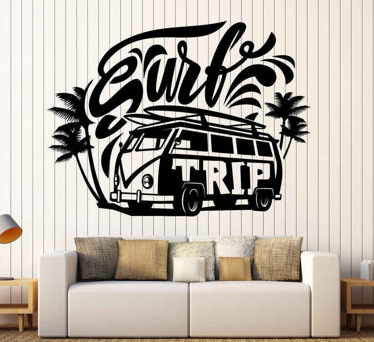 Vinyl Wall Decal Surf Trip Hippie Car Surfing Relax Stickers Mural Unique Gift (ig4320)