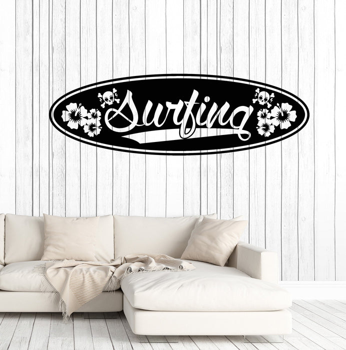 Clearance Vinyl Wall Decal Surfing Board Lettering Surfer Surfboard Stickers Mural Unique Gift (ig4953)
