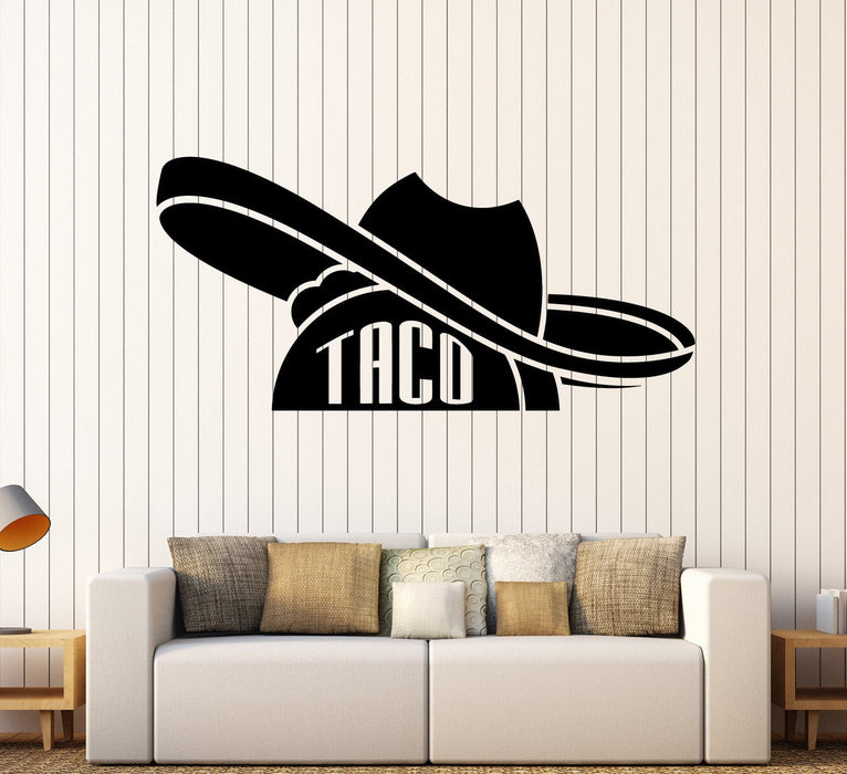 Vinyl Wall Decal Taco Mexican Food Sombrero Mexico Stickers Unique Gift (ig4455)