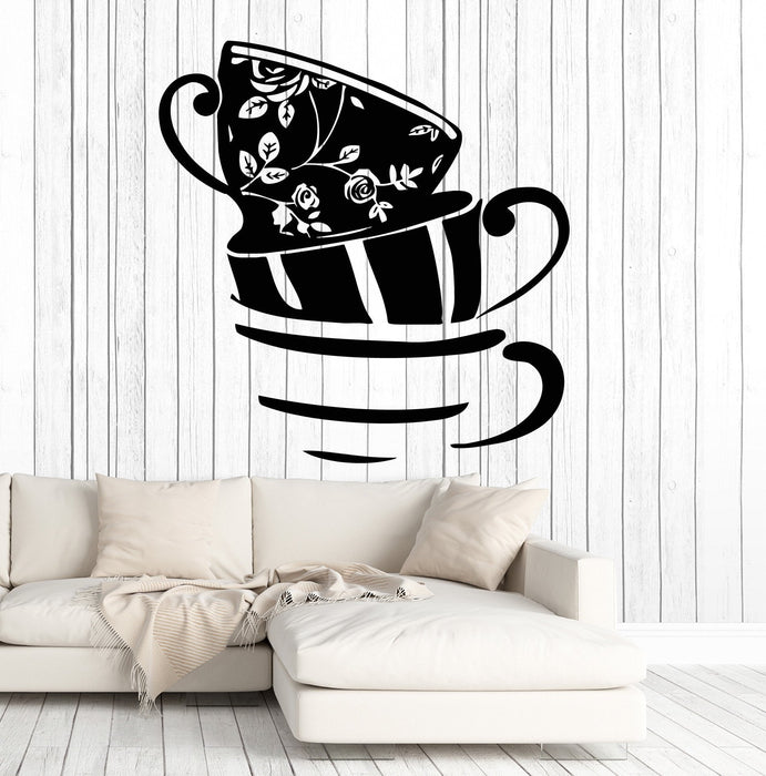Vinyl Wall Decal Tea Cups House Kitchen Art Decoration Stickers Murals Unique Gift (ig4875)