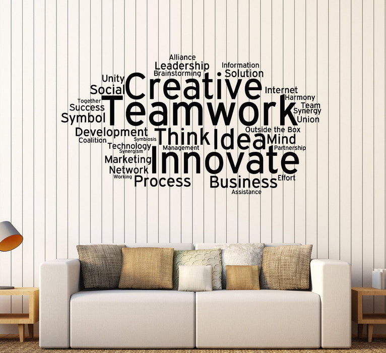 Vinyl Wall Decal Teamwork Quote Cloud Words Office Decoration Stickers Unique Gift (ig4358)