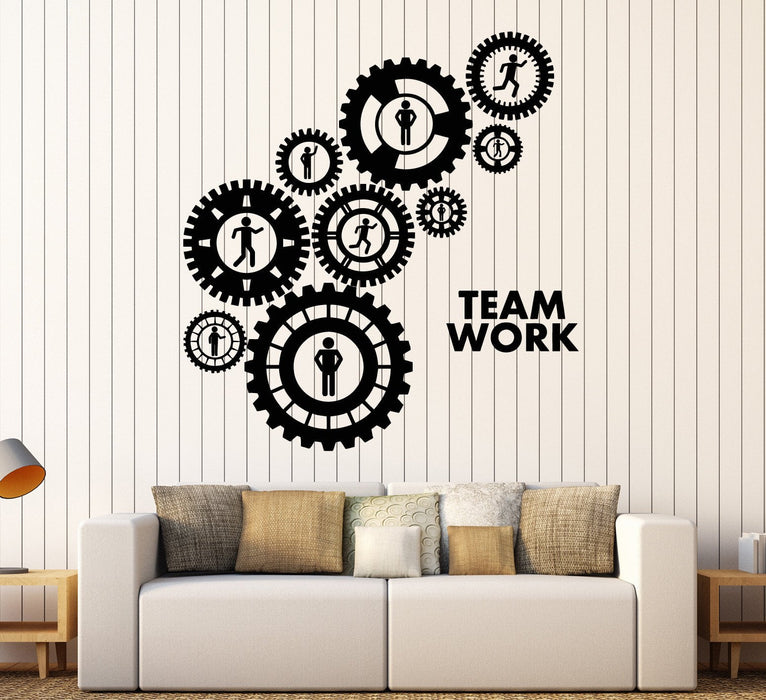 Vinyl Wall Decal Teamwork Gears Office Decoration Stickers Unique Gift (ig4368)